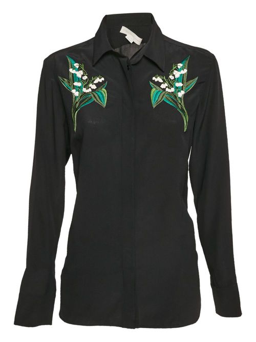 Floral-embroidered shirt - Black