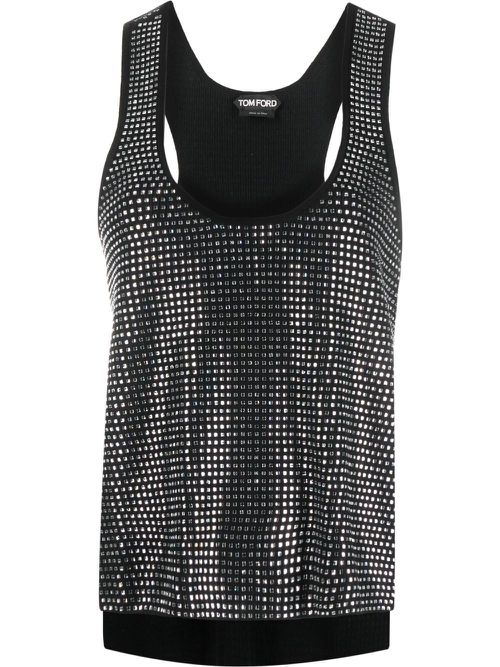Square mirrored vest top - Black