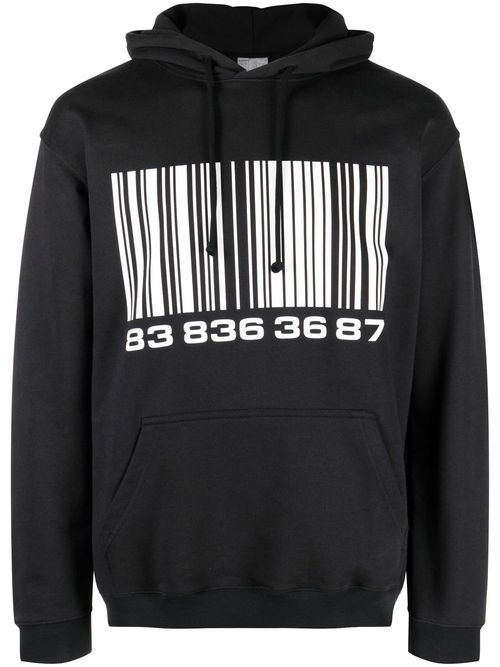 Big-Barcode cotton hoodie - Black