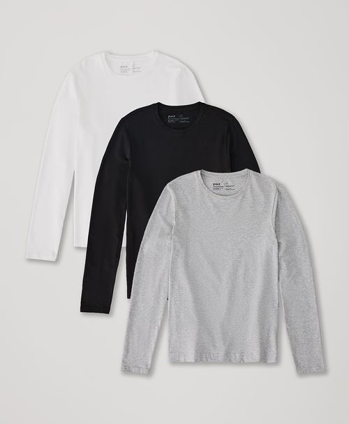 Men's Heather Basics Cool Stretch Long Sleeve Crew Undershirt 3-Pack