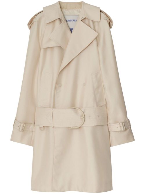 Double-breasted short trench coat - Neutrals