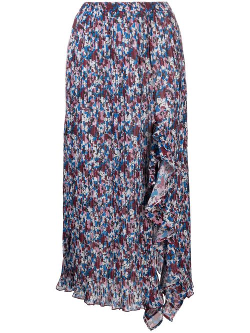 Floral-print pleated midi skirt - Blue
