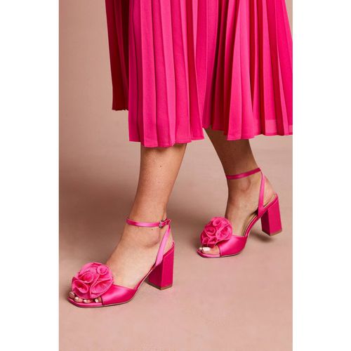 Coast Paloma Corsage Detail High Block Heeled Sandals In Pink