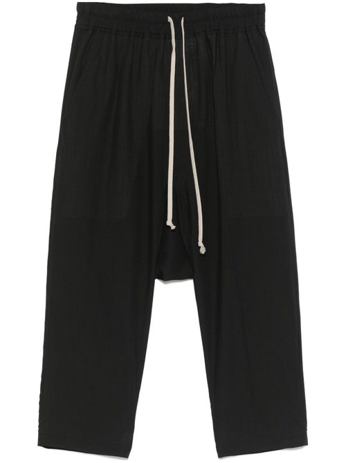 Drawstring cropped trousers - Black