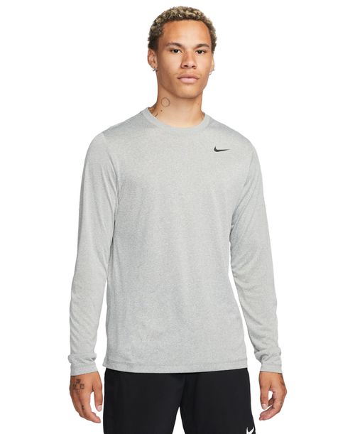Men's Relaxed-Fit Long-Sleeve Fitness T-Shirt - Tumbled Grey/black