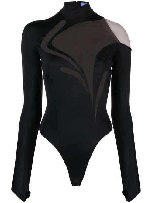 Sheer-panel panelled bodysuit - Black