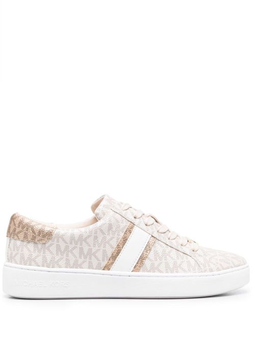 Monogram-print round-toe sneakers - Neutrals