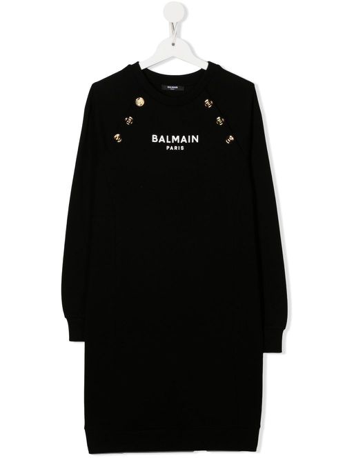 TEEN logo-print long-sleeve sweatshirt dress - Black