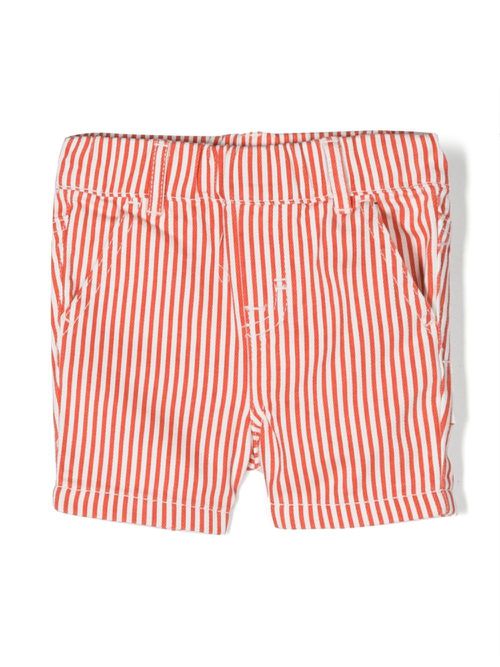 Guitar motif striped shorts - Red
