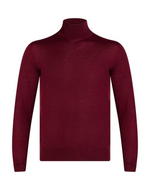 Man Turtleneck Burgundy Size 36 Merino Wool