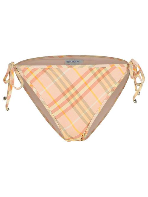'Check' Cream Polyamide Blend Bikini Bottoms