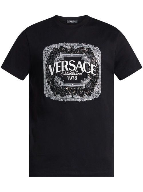 Logo-embroidered T-shirt - Black