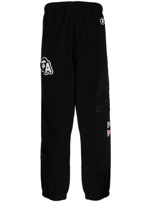 Logo-appliqué cotton track pants - Black