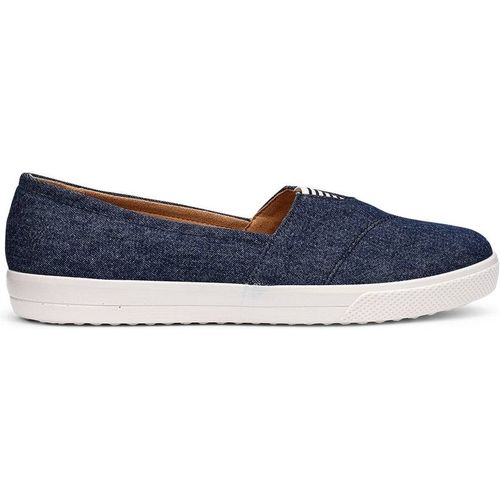 Hotter Women's 'Laurel' Canvas Slip-Ons Flat in Dark Blue