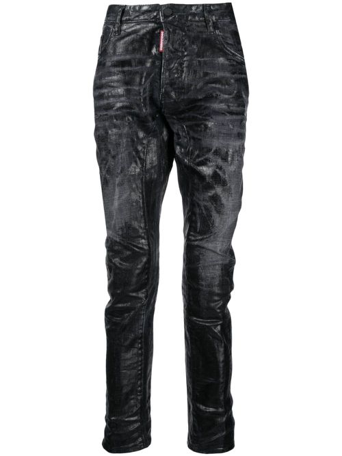 Logo-patch slim-fit jeans - Black
