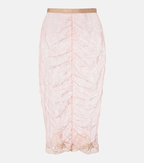 Floral sheer lace midi skirt