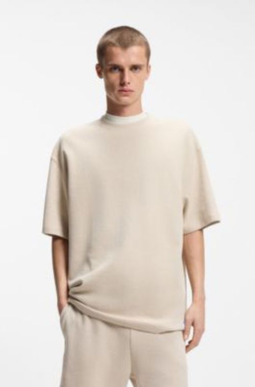HUGO Waffle-structure T-shirt in a cotton blend - White Men's T-Shirt