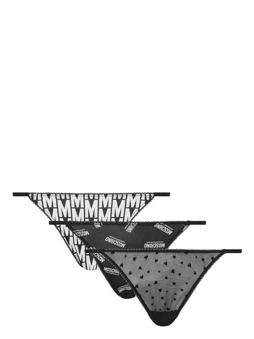 Logo-print thongs (pack of three) - Black
