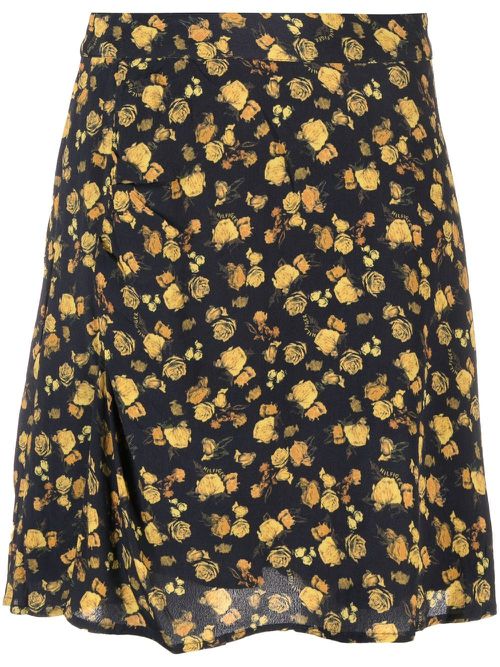 Moss crepe rose short shirt - Blue