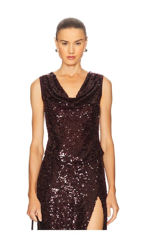 Lapointe Sequin Cowl Neck Top in Wine. -  4 also in 0