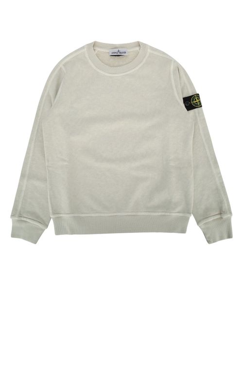 Cotton Crew-Neck Sweatshirt — Beige