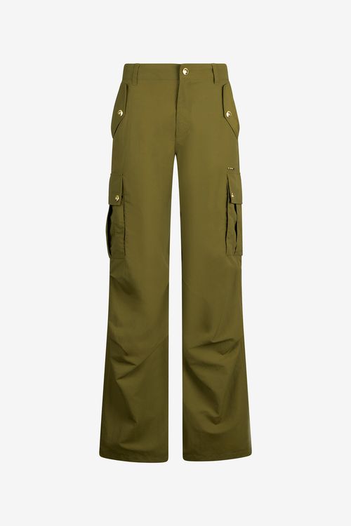 Green Cargo Trousers With Gold Buttons