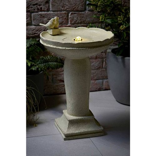 Valuelights Solar Powered Outdoor Bird Bath Water Fountain Feature In Crea