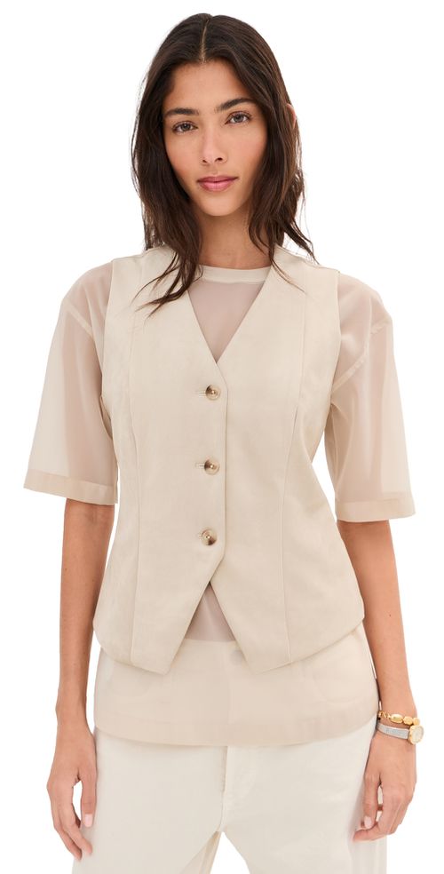 Lottie Faux Suede Vest Feather Grey