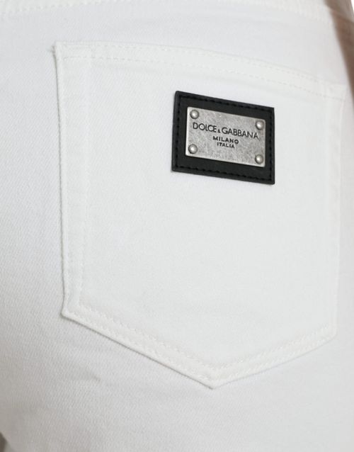 Wide-Leg Cropped Cotton-Stretch Jeans — White
