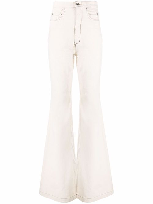 High-waist flared jeans - Neutrals