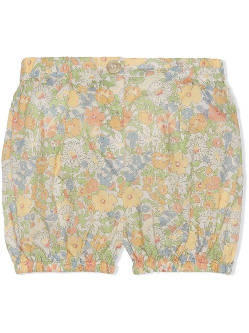 Floral-print cotton shorts - Green
