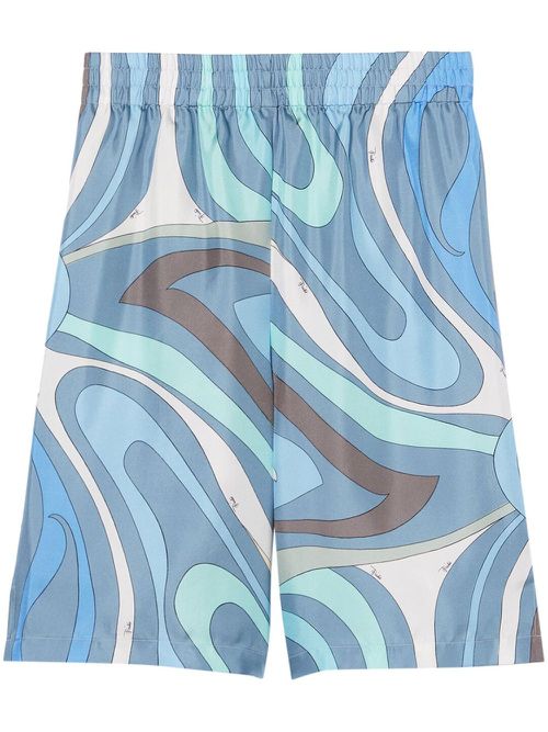 Abstract-print Bermuda shorts - Blue