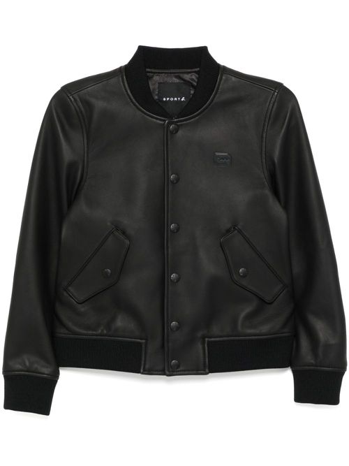 Leather bomber jacket - Black