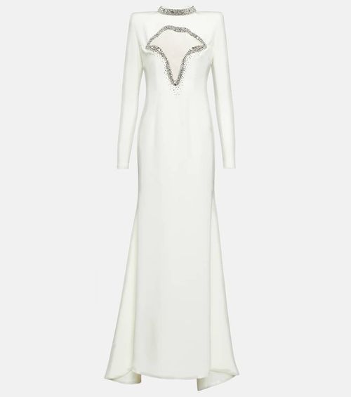 Crystal-embellished silk cutout gown
