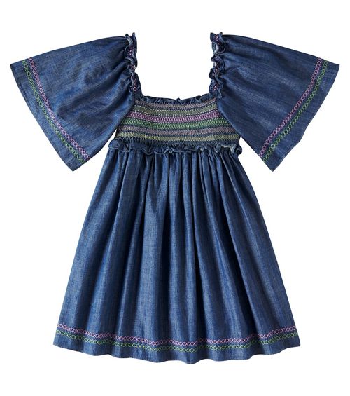 Zimmermann Kids Tallow shirred denim dress
