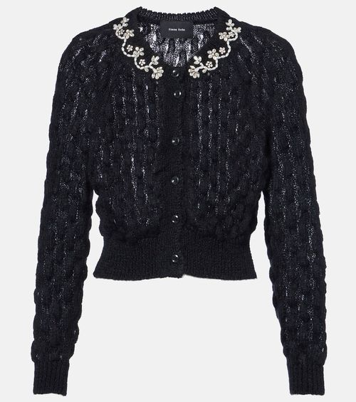 Embellished mohair-blend cardigan