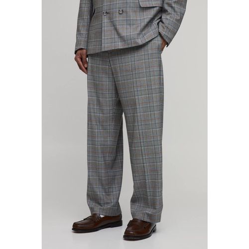 Checked Relaxed Fit Tailored Trousers | Chocolate
