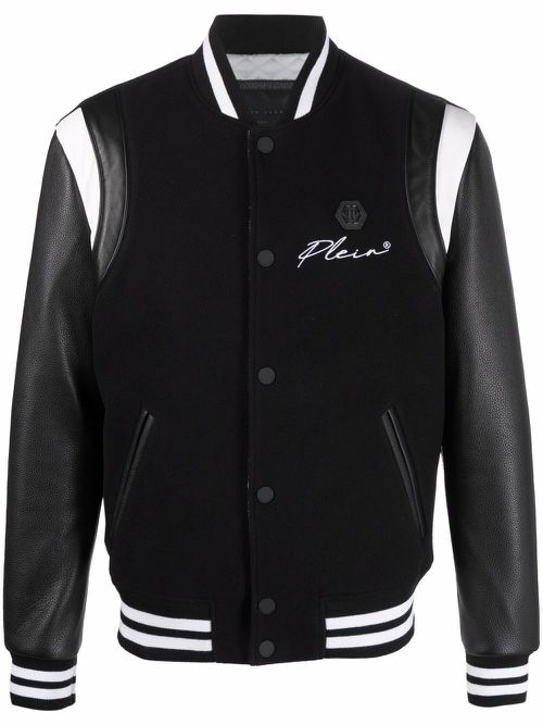 Signature stripe-trimmed bomber jacket - Black
