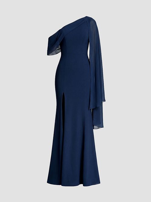 Women's Sera Asymmetric Crepe Gown - Navy