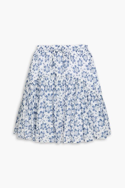 Floral-print cotton-gauze mini skirt - Blue - US 8