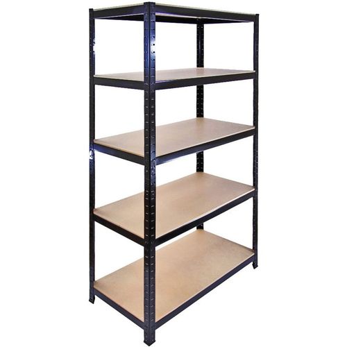 5 x 90cm Black Warehouse Storage Bays / Garage Shed Shelving / Utility Rack + FREE Rubber Mallet