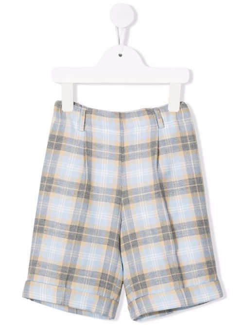 Virgin wool check shorts - Grey