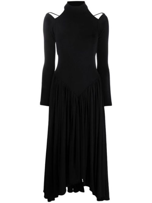 Cold-shoulder midi dress