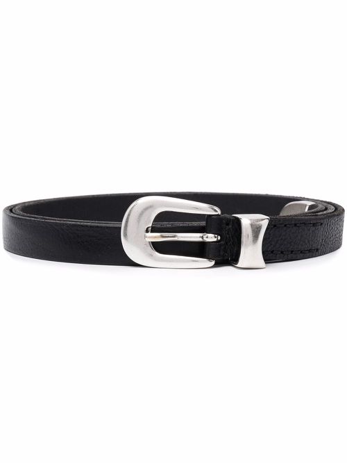 Pin-buckle leather belt - Black