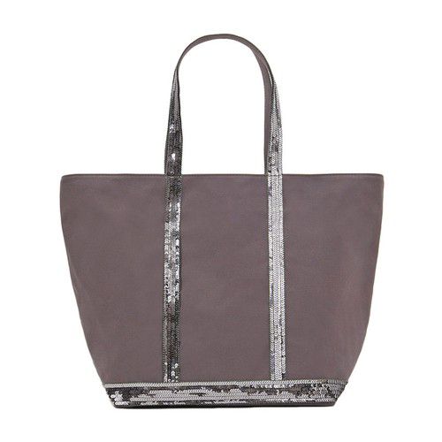 Canvas and Sequins L zipped Cabas Tote