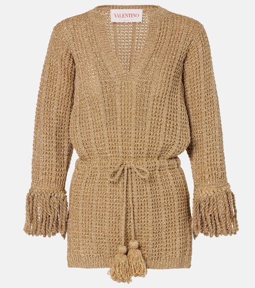 Valentino Open-knit lamé minidress