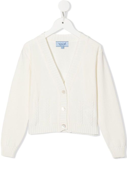 Cable-knit cardigan - White