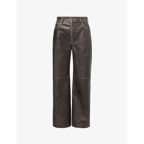 Womens Pit Stop Veda Mid-rise Wide-leg Leather Trousers