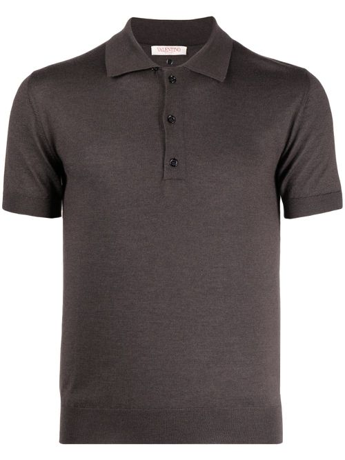 Knitted short-sleeve polo shirt - Brown
