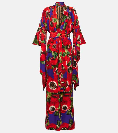 Floral silk robe